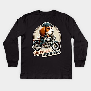 Beagle Biker Kids Long Sleeve T-Shirt